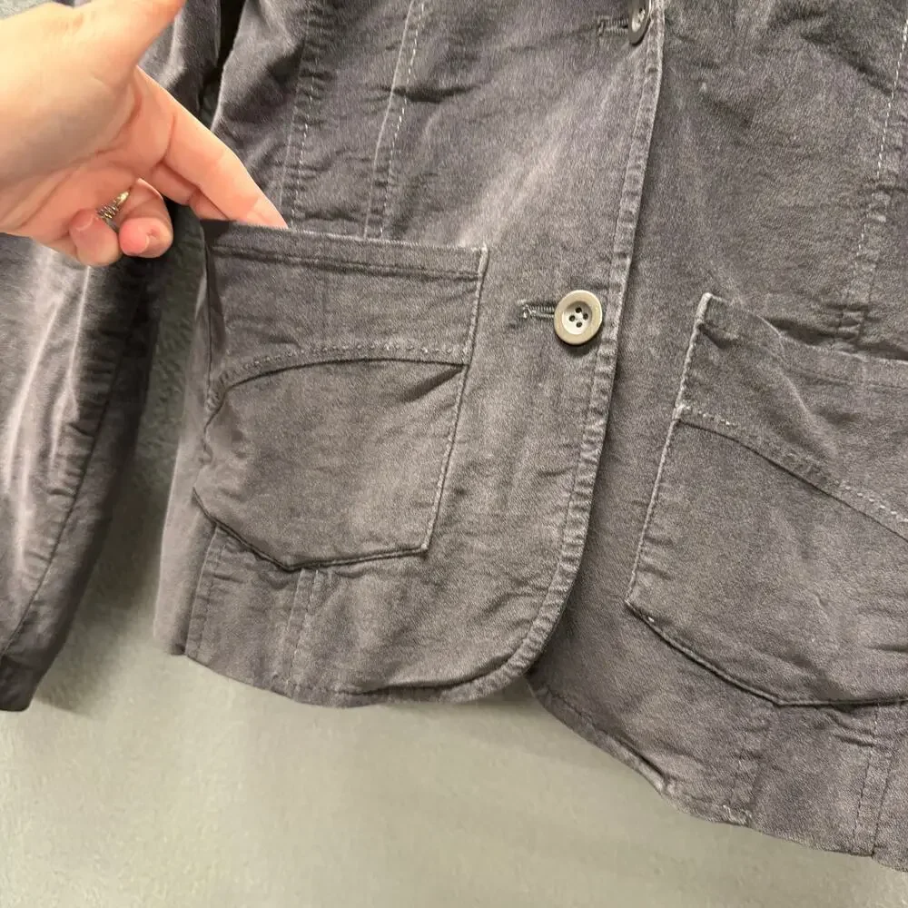 Eddie Bauer Blazer Womens 4 Gray Velvet Jacket‎ 2 Button Classic + Pockets